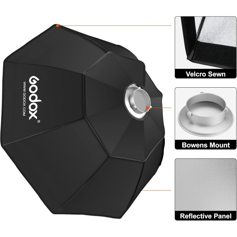 Godox Octagon Softbox Reflector with Honeycomb Grid and Bag for Speedlight Flash