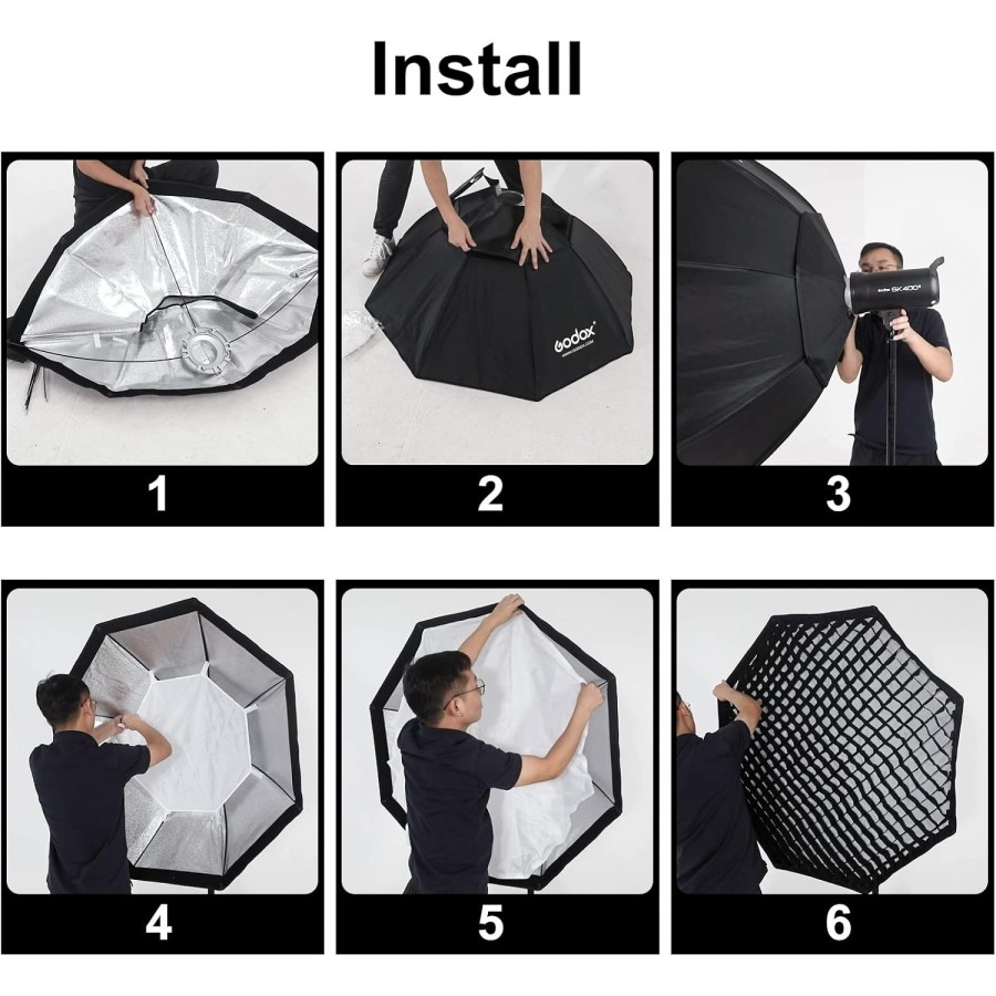 Godox Octagon Softbox Reflector with Honeycomb Grid and Bag for Speedlight Flash
