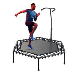 Adjustable Fitness Trampoline with T Shaped Handrail