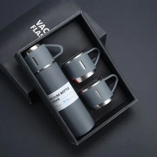 Vacuum Flask Set With 3 Cups - 500ml