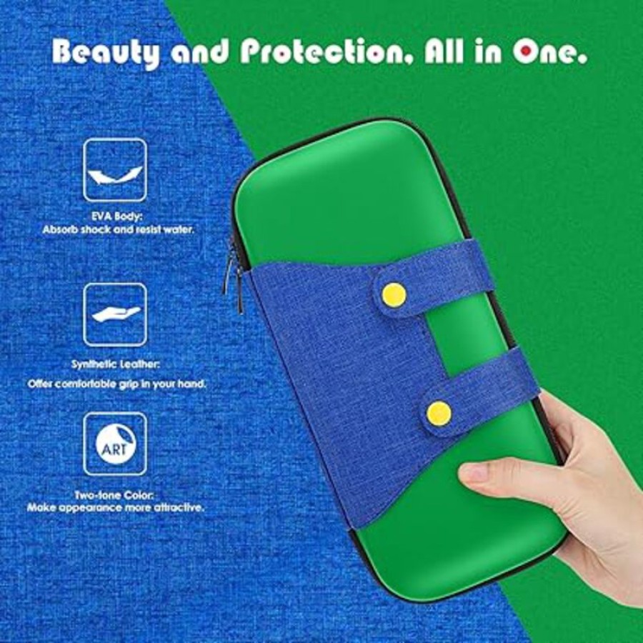 HYPERCASE Cute for Mario Carrying Case for Nintendo Switch 2 - Green & Blue