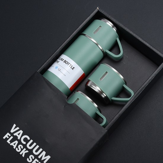 Steel Vacuum Flask Set with 3 Steel Cups - 500ml