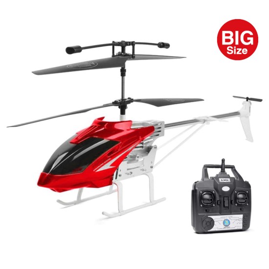 2.4GHz Alloy Remote Control Plane Large Helicopter, 3.5 Channel RC Drone 42cm - red