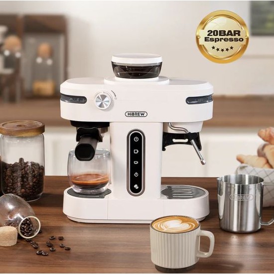 HiBREW 20 Bar Semi Automatic Espresso Coffee Maker With Grinder Bean Machine H14