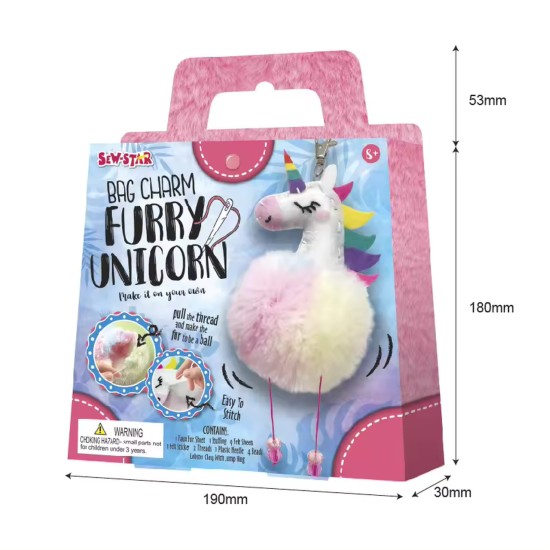 Hobbyset Diy Bag Charm With Furr Pompom Unicorn (SS)
