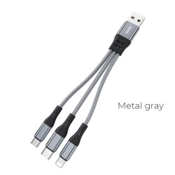 Hoco Cable 3-in-1 X47 Harbor charging Cable - Grey Hoco Cable 3-in-1 X47 Harbor charging Cable - Grey