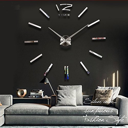 Home Wall Clock 3D DIY Mirror Stickers Self Adhesive Mirror-Finishing