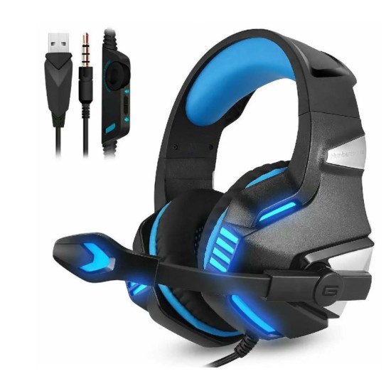 Hunterspider Blue Gaming MIC 3.5mm LED Headset For PS4/PS5/PC