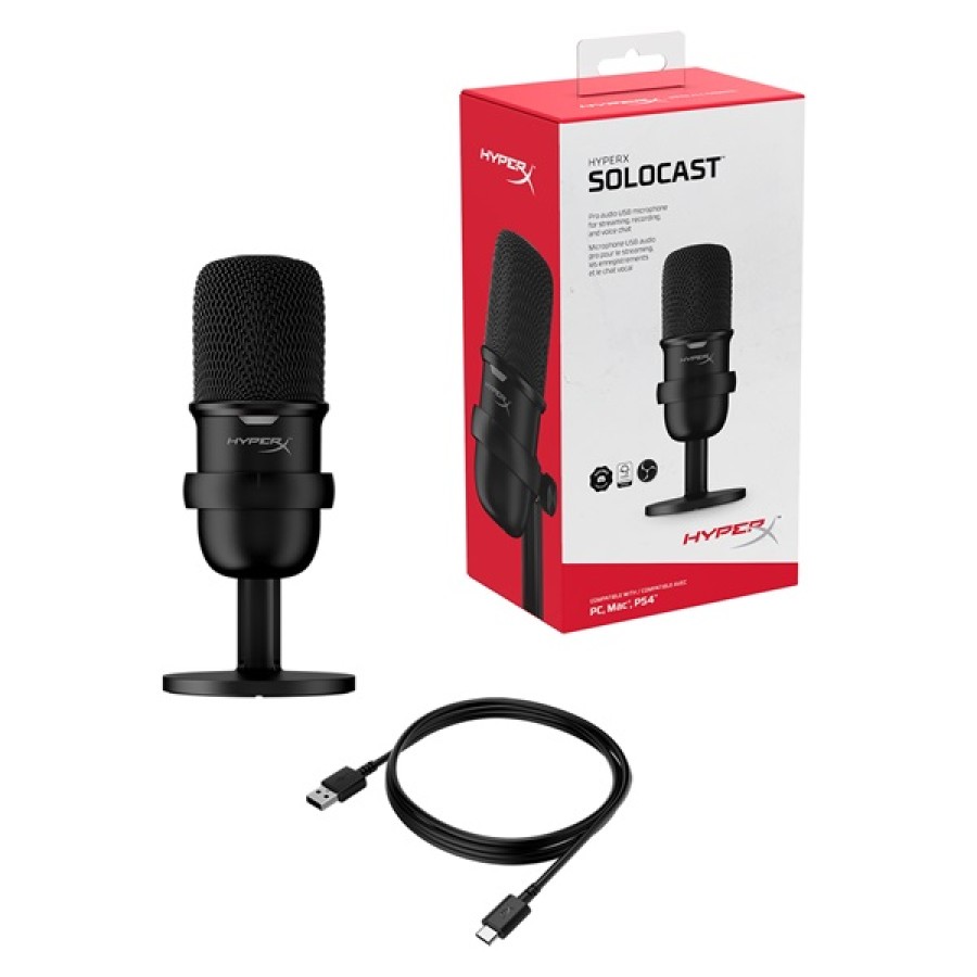 HyperX SoloCast USB Microphone, PC, PS5, PS4, and Mac - Black