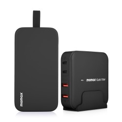 Momax IPower Battery Pack + Oneplug Desktop Charger Set - 2 Pcs - Black Momax IPower Battery Pack + Oneplug Desktop Charger Set - 2 Pcs - Black