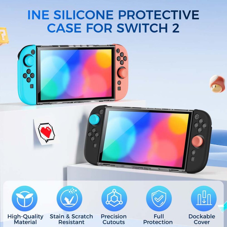 IINE Silicone+PC Protective Case Cover with Joystick caps for Switch 2