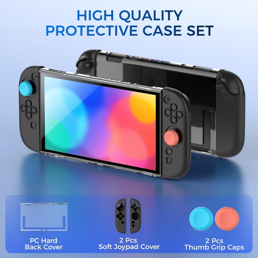 IINE Silicone+PC Protective Case Cover with Joystick caps for Switch 2 - Black IINE Silicone+PC Protective Case Cover with Joystick caps for Switch 2 - Black