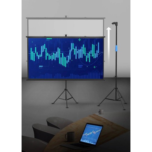  180 cm Tripod Projector Screen with Stand, Portable Foldable Projection Movie Screen Fabric