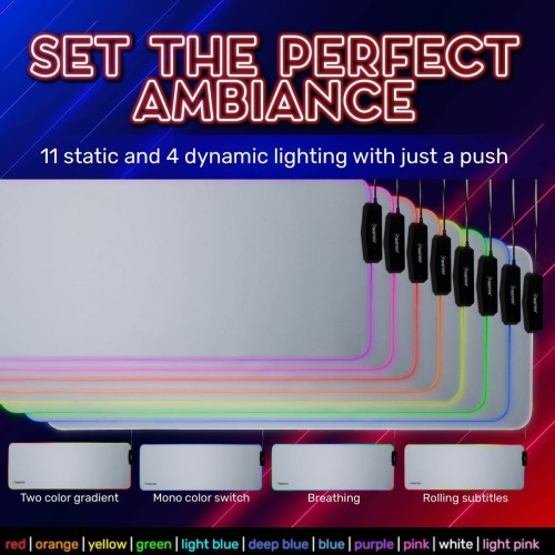 RGB Mouse Pad Gaming LED Medium Soft Cloth 4 USB Port Mat - 30x80cm