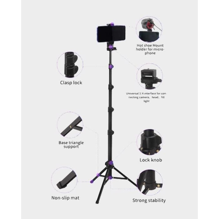 JMARY MT-75 Adjustable Tripod with Phone Holder Clip