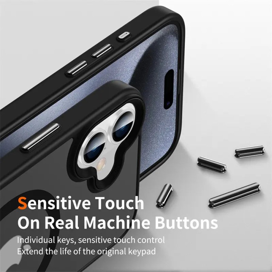 JMGOKIT For iPhone 16 Pro / 16 ProMax MagSafe Magnetic Clear Phone Case (Black)