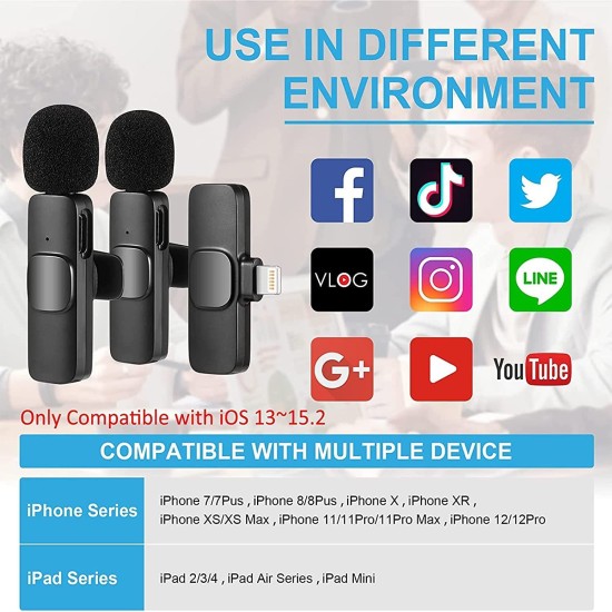 K9 Wireless Lavalier Microphone for iPhone - One Piece