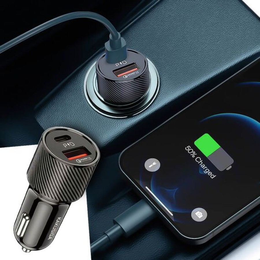 KAKUSIGA KSC-677 QC3.0 USB-C PD fast car charger in-car charger 38W