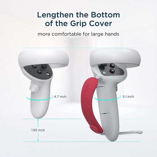 KIWI design Controller Grips Cover with Battery Opening Adjustable with Knuckle Straps For Oculus Quest 2 -WHT-RD-BL