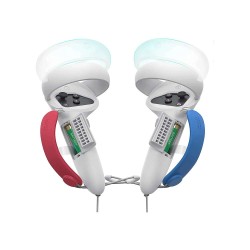 KIWI design Controller Grips Cover with Battery Opening Adjustable with Knuckle Straps For Oculus Quest 2 -WHT-RD-BL KIWI design Controller Grips Cover with Battery Opening Adjustable with Knuckle Straps For Oculus Quest 2 -WHT-RD-BL