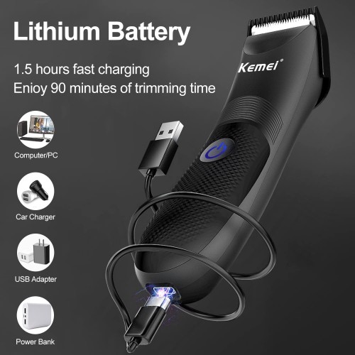 KEMEI Professional Body Hair Shaving Trimmer with LED Light KM-1838