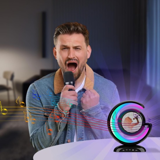Karaoke Portable Bluetooth Ambient Light Speaker with 2 Wireless Microphones