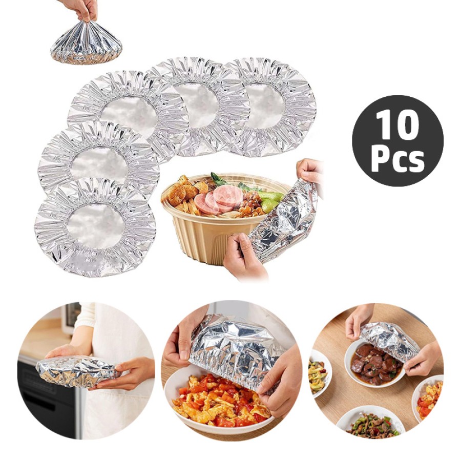 Reusable Aluminum Insulation Foil Heat Food Cover - 10Pcs
