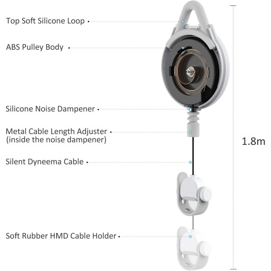 Kiwi Design Silent VR Cable Management Pulley System Foor Oculus Quest 2 - 6 Pack