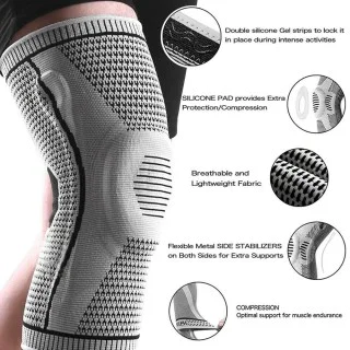 Adjustable 3D Knitted Elastic Compression Sleeve Knee Support with Patella  Gel Pad & 2 Protective Stays for Runners, Weightlifters, or Professional  Athletes