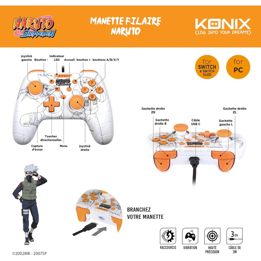 Konix Manette Switch blanche Naruto