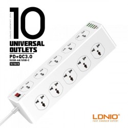 LDNIO 10 Outlet Sockets 6 USB Ports PD & QC3.0 Power Extension 2500W LDNIO 10 Outlet Sockets 6 USB Ports PD & QC3.0 Power Extension 2500W