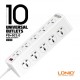 LDNIO 10 Outlet Sockets 6 USB Ports PD & QC3.0 Power Extension 2500W