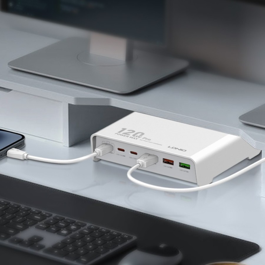 Ldnio Multi-Ports Desktop Charger 120W With 3 USB-C plus 3 USB-A Ports