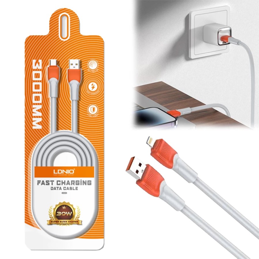 LDNIO USB Lightning Charging Cable  - 3m