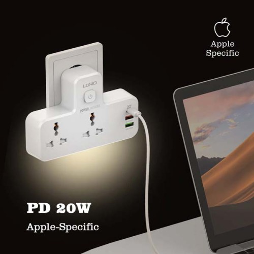 LDNIO Power Strip 2 Port with 2 USB and 1 USB-C PD & QC3.0