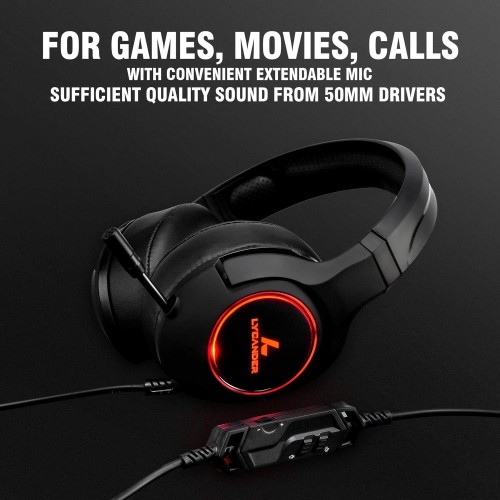 LYCANDER Gaming Headset with Microphone LED Light, 3.5mm input - for PC, PS4, Xbox One, Nintendo Switch