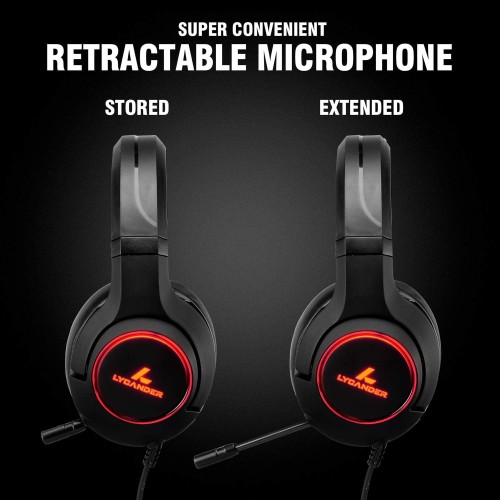 LYCANDER Gaming Headset with Microphone LED Light, 3.5mm input - for PC, PS4, Xbox One, Nintendo Switch