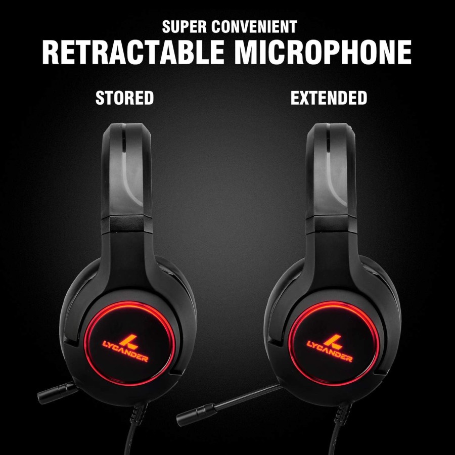 LYCANDER Gaming Headset with Microphone LED Light, 3.5mm input - for PC, PS4, Xbox One, Nintendo Switch