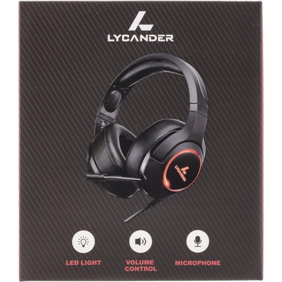 LYCANDER Gaming Headset with Microphone LED Light, 3.5mm input - for PC, PS4, Xbox One, Nintendo Switch