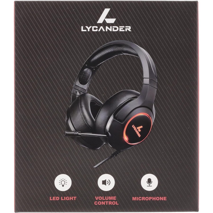 LYCANDER Gaming Headset with Microphone LED Light, 3.5mm input - for PC, PS4, Xbox One, Nintendo Switch