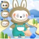 Labubu Face Changing Keychain Toy - Brown/Dark Blue