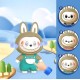 Labubu Face Changing Keychain Toy - Brown/Dark Blue