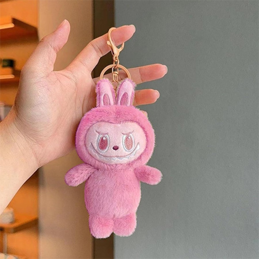 Labubu Plush Cartoon Cute Doll Keychain - Pink