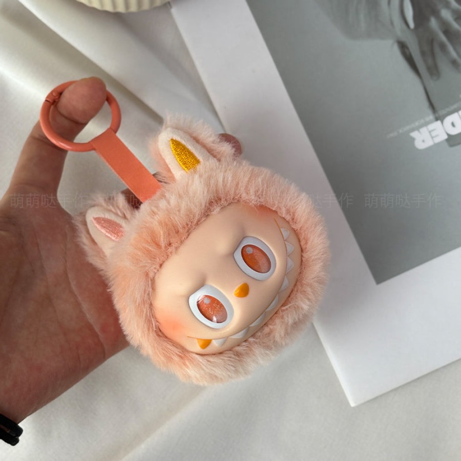 Labubu Plush Keychain Toy Mini Soft Doll - Pink