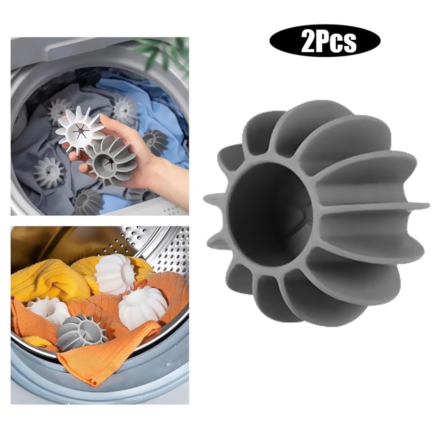 2Pcs Silicon Laundry Dryer Ring Balls - Grey