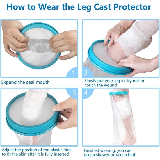 Waterproof Leg Cast Cover for Shower and Bath Reusable