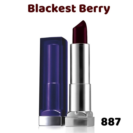 Lipstick in the striking shade 887 Blackest Berry.