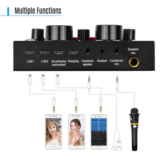 V8 Multifunctional Live Sound Card Mixer