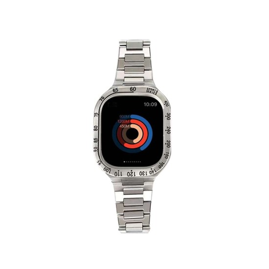 Luxury Stainless Steel Apple Watch Ultra 49mm Strap + Case - Sliver