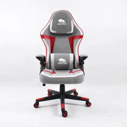 BLACK BULL Gaming Chair With Headrest - Red Grey